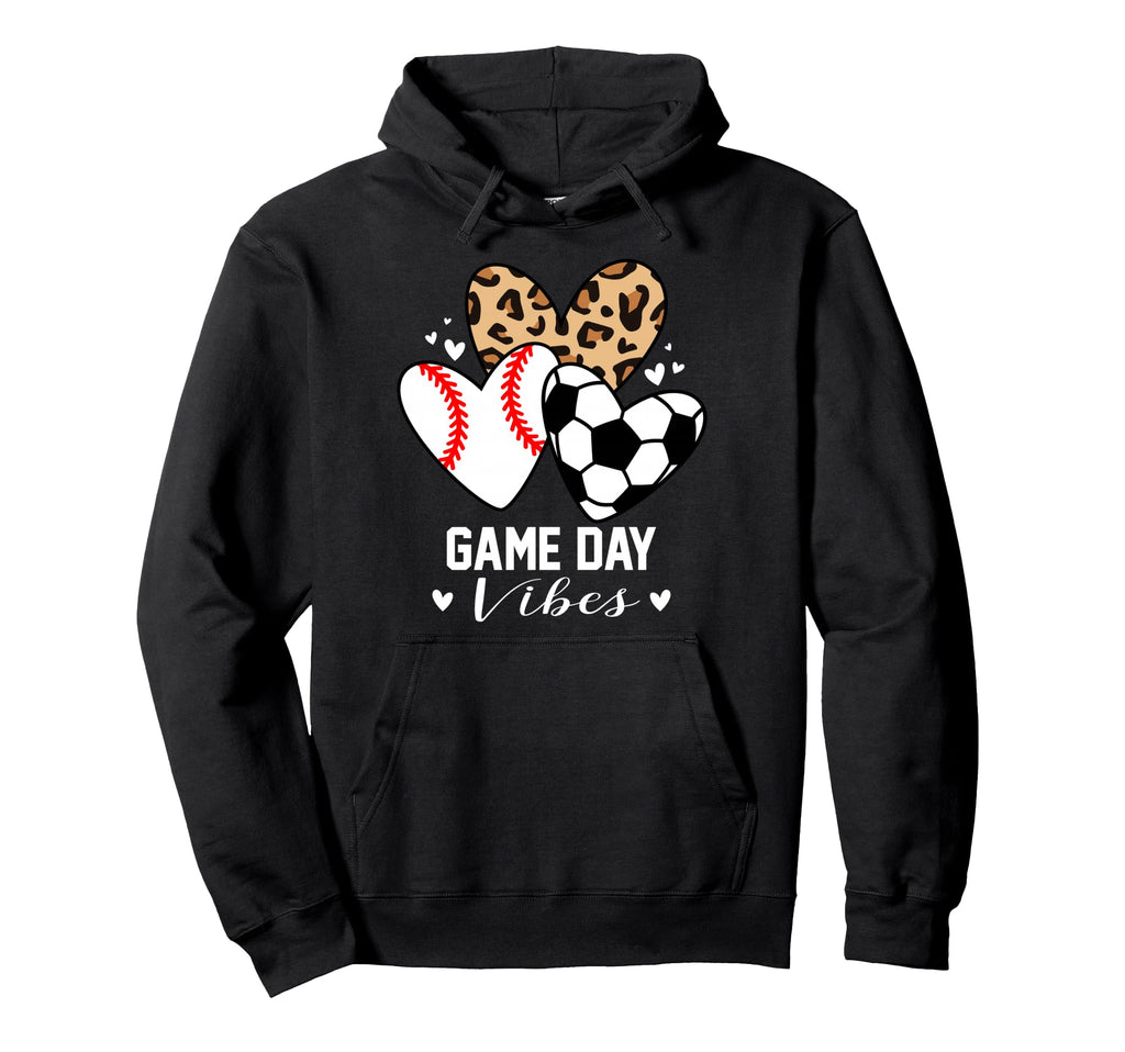 Game Day Vibes Funny Soccer Baseball Hoodie - Trendy Graphic for Adults