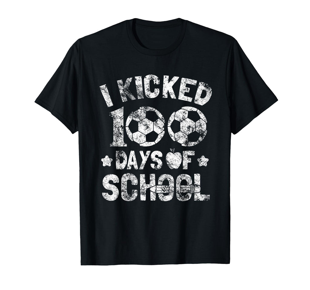 I Kicked 100 Days School Soccer Students T-Shirt - Unique Graphic Unisex