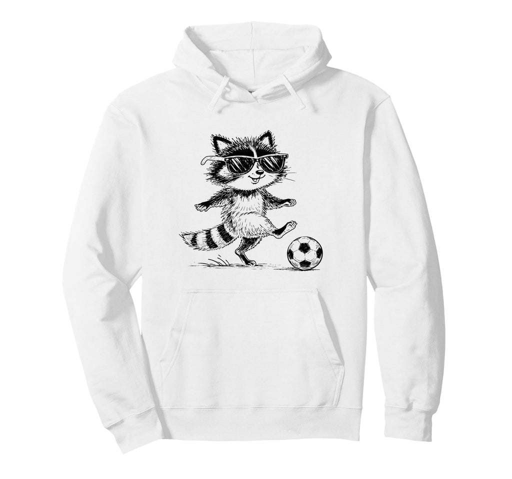 Funny Soccer Raccoon Sunglasses Hoodie - Graphic Print Men Women