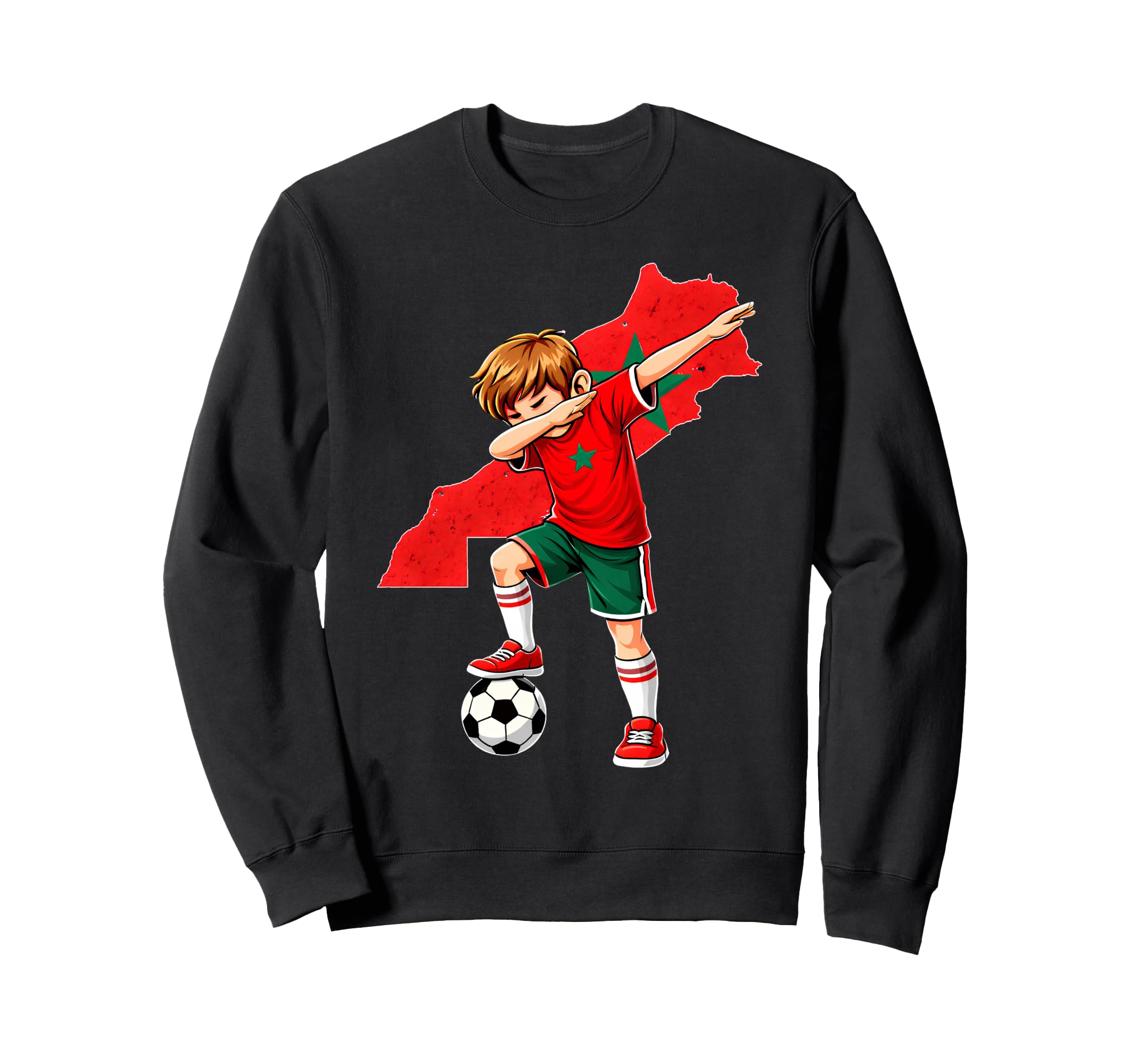 Dabbing Soccer Morocco Jersey Sweatshirt - Graphic Print Men Women