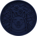 Silicone Dog Slow Feeder Bowl, Non-Slip Suction Cup Design, Puppy Pattern Eating Slowly and Funny,Applicable for All Dogs (Navy Blue)