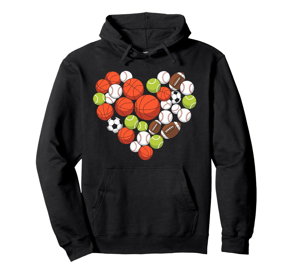 I Love Sports Basketball Football Sports Hoodie - Trendy Graphic Unisex
