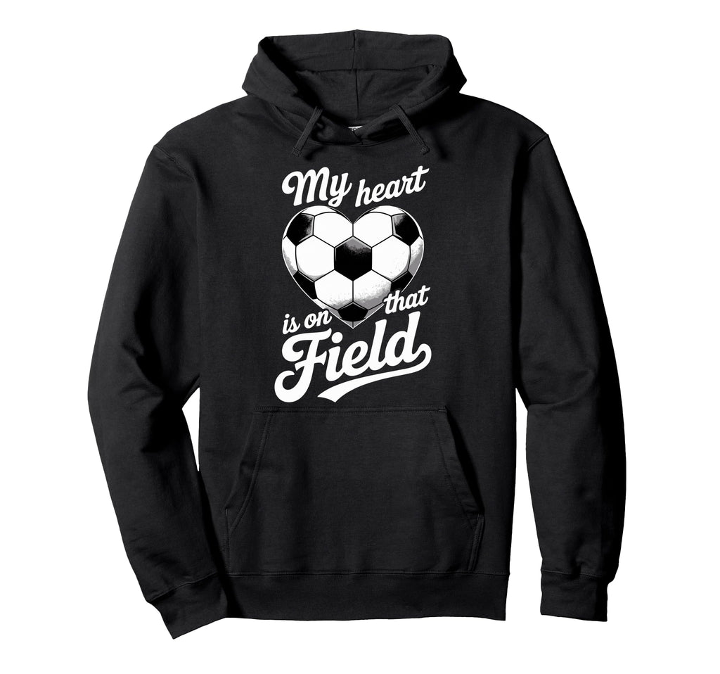 My Heart Is That Field Soccer Player Hoodie - Minimalist Print for Adults