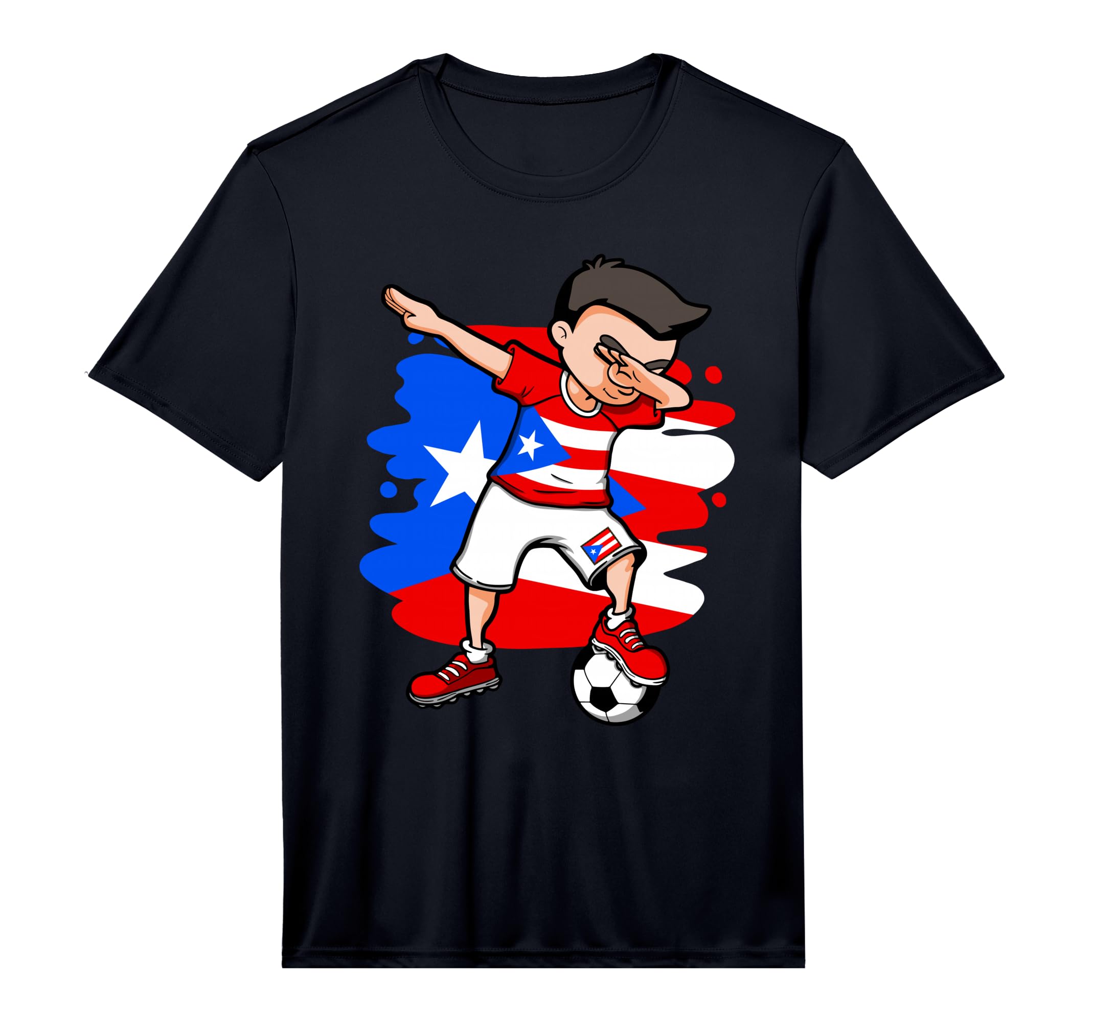Dabbing Soccer Puerto Rico Fans Jersey T-Shirt - Novelty Apparel Unisex