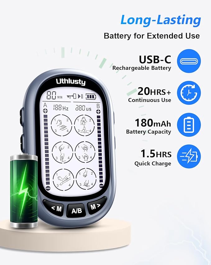 TENS Unit Muscle Stimulator for Pain Relief Therapy–Dual Channel 24 Modes TENS Machine&EMS Muscle Stimulator,Upgraded Large Screen Portable Muscle Stimulator for Back,Shoulder,& Neck Pain with 10 Pads