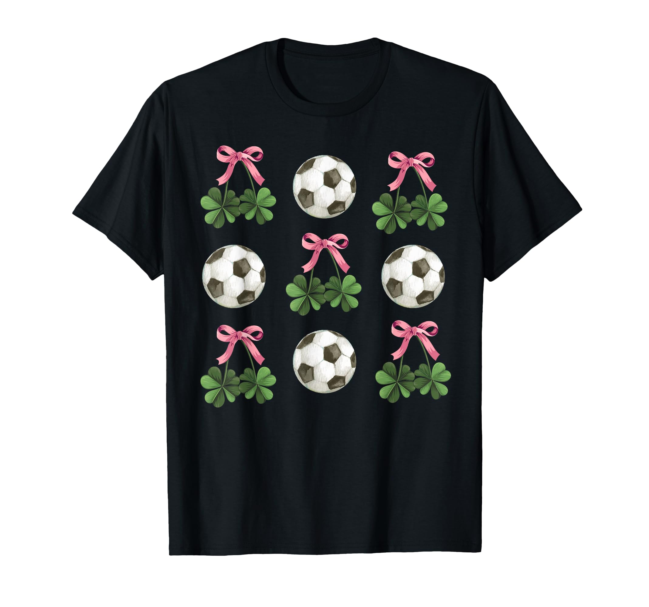 Coquette Bow Soccer And Shamrock T-Shirt - Fun Novelty Design for Adults