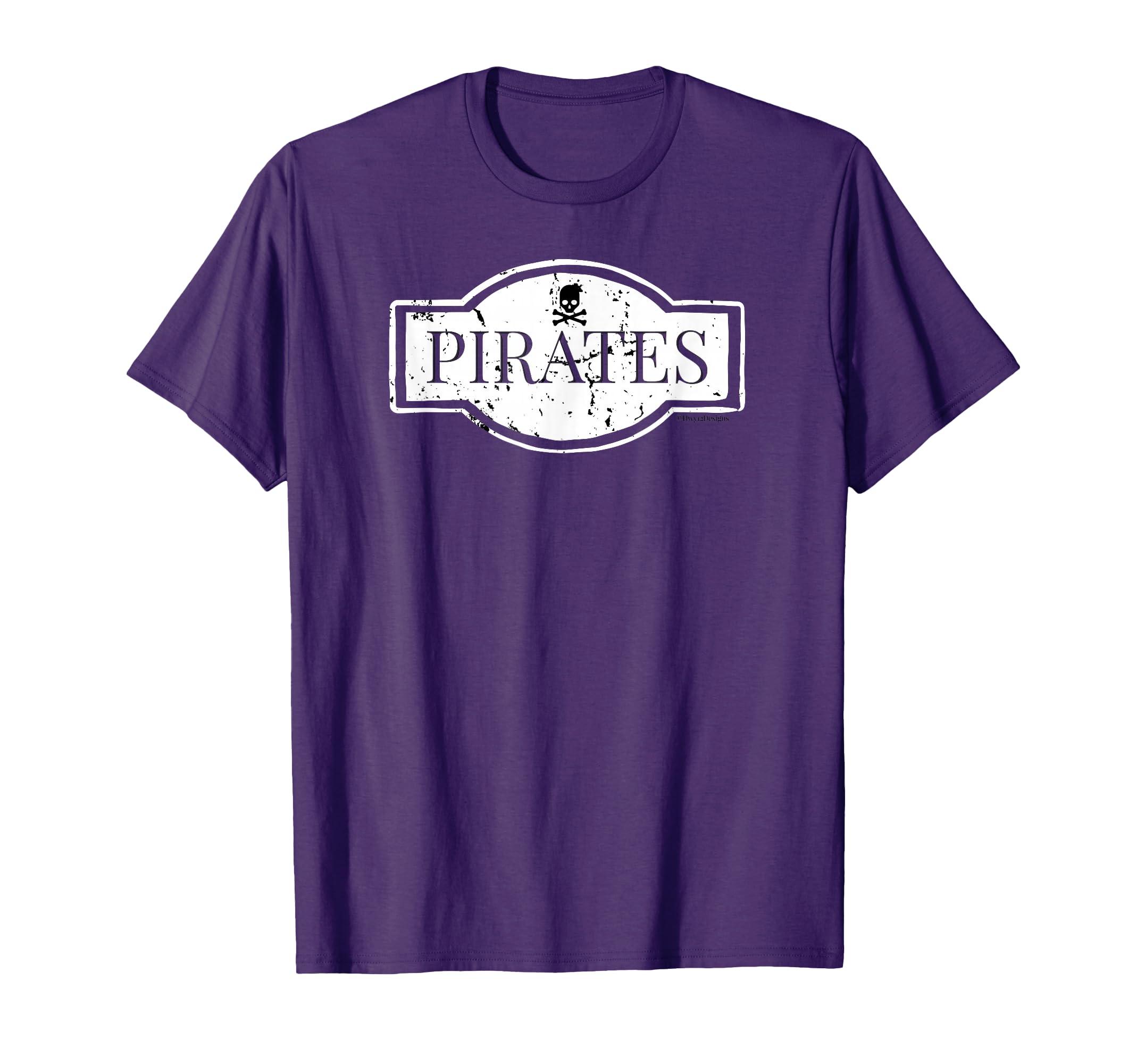 Distressed Pirate School Spirit Mascot T-Shirt - Novelty Apparel for Adults