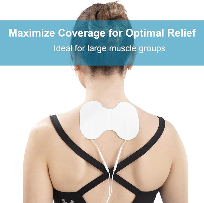 DOMAS TENS Unit Electrode Pads (XL) - 4x6 Inch for Back Pain Relief- Compatible with TENS 7000 and Other 2mm Pin Units - Reusable & Latex-Free