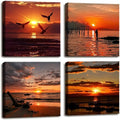 Yxbhhym-Black and Red Ocean Wall Art Beach Pictures Sea Sunset Wall Art Sunrise canvas prints photos Seascape poster painting Framed wall decor Bedroom Living Room Decor Bathroom Accessories