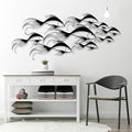 School of Fish Metal Wall Art, Metal Fish Wall Decor, Sea Life Wall Art, Large Nautical Wall Hanging, Modern Beach House Wall Decor, Ocean Themed Artwork for Bathroom (Black, 35"x15" | 90x38cm)