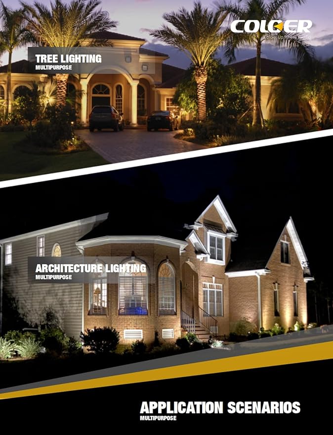 COLOER Die-cast Brass Landscape Spotlights Outdoor, 12V AC/DC Low Voltage Lighting, IP65 Waterproof Outdoor Directional Garden Patio Trees Spot Uplight (102B,10-Pack Without Bulb)