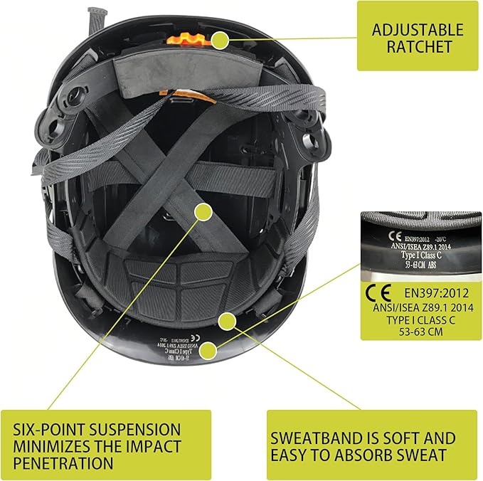 Hard Hat Safety Helmet Construction Industrial Head Protection ANSI Z89.1 CE EN397