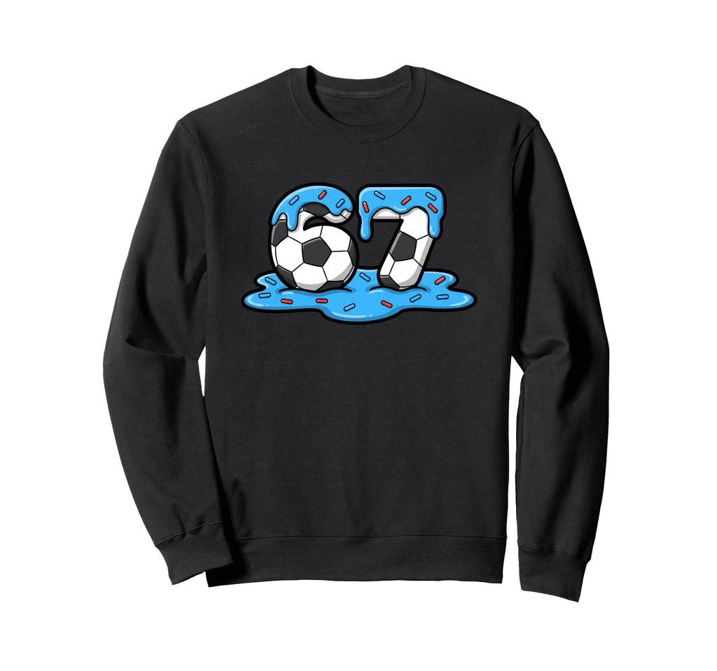 67 Soccer Number 67 Frosting Sweatshirt - Fun Novelty Design Unisex