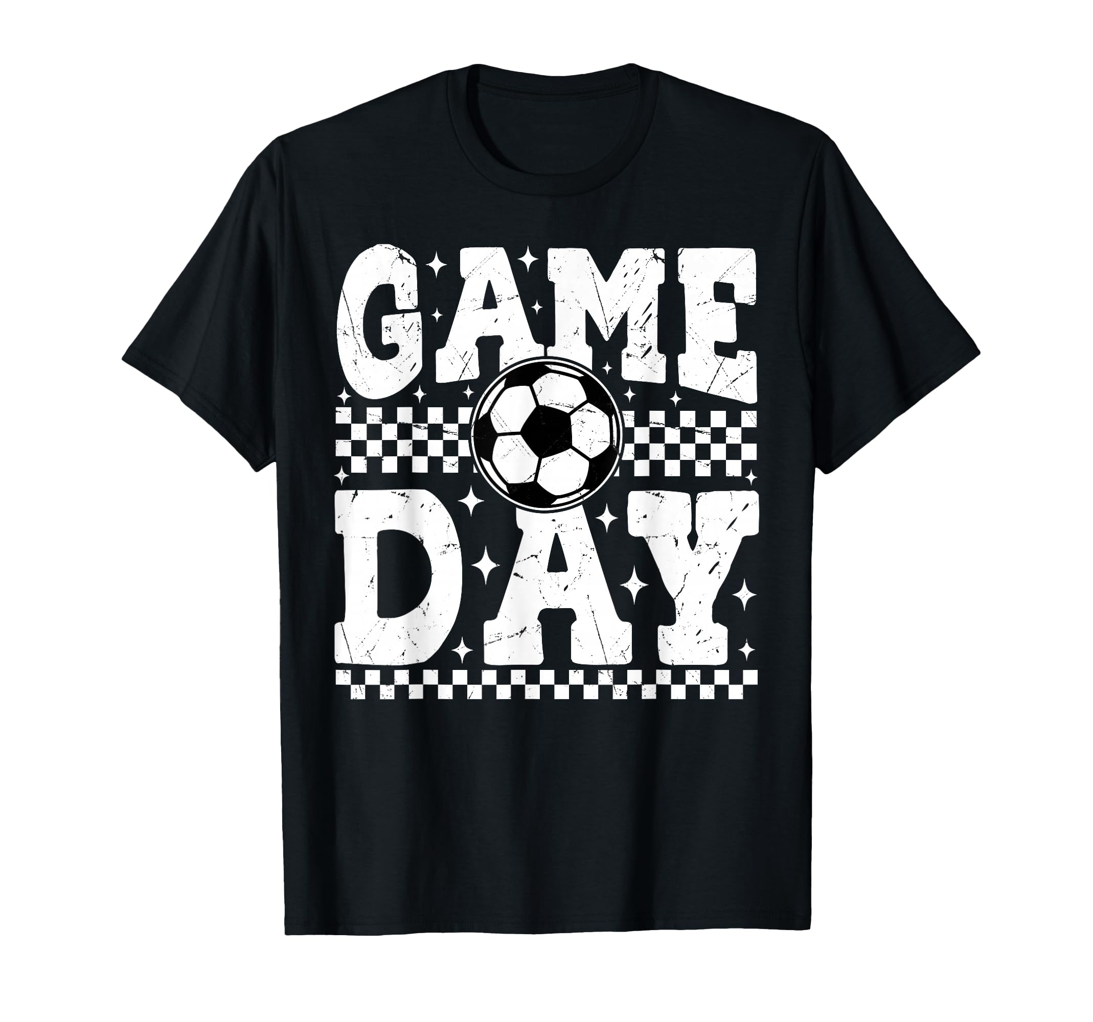 Game Day Soccer Checkered Player Sport T-Shirt - Unique Graphic Unisex
