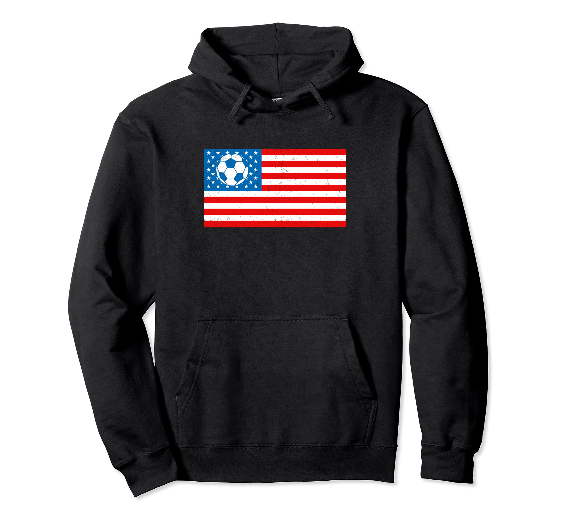 Distressed American Flag Soccer Hoodie - Novelty Apparel Men Women