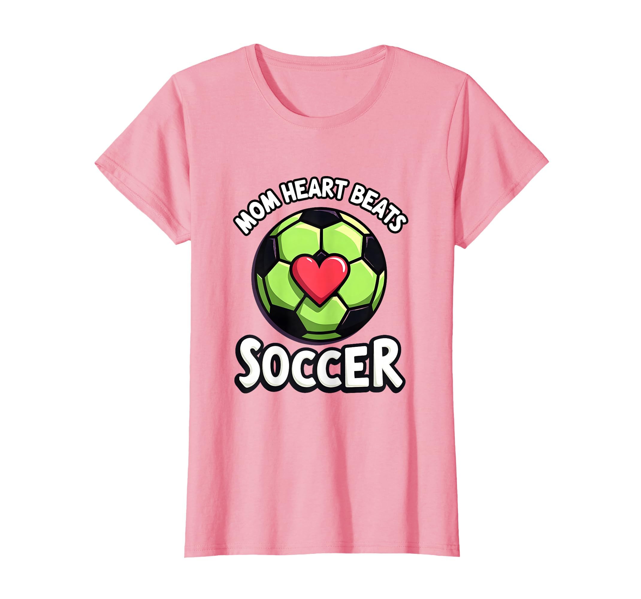 Mom Heart Beats Soccer Athletic Parent T-Shirt - Novelty Apparel for Adults