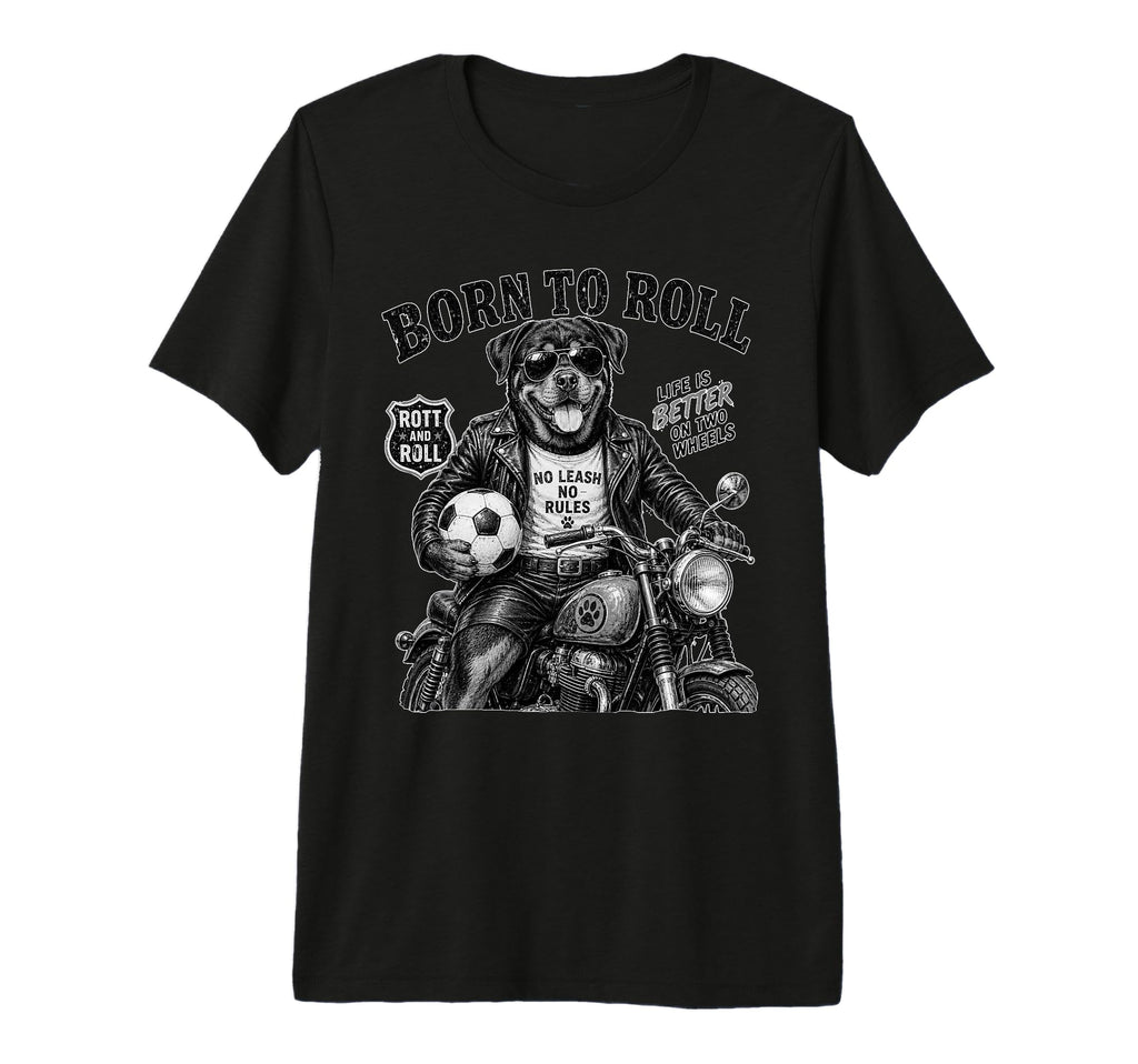 Rottweiler Motorbike Love Footbal T-Shirt - Fun Novelty Design Unisex