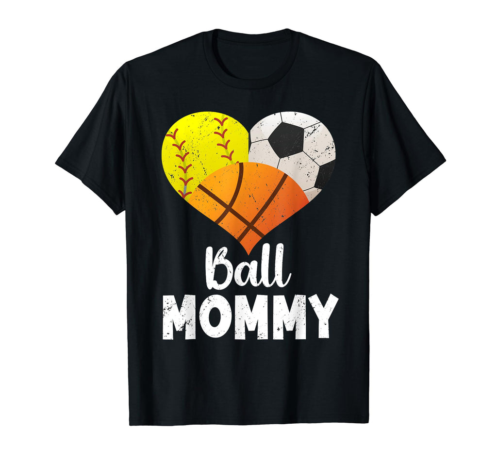 Ball Mommy Heart Softball Soccer T-Shirt - Streetwear Style for Adults