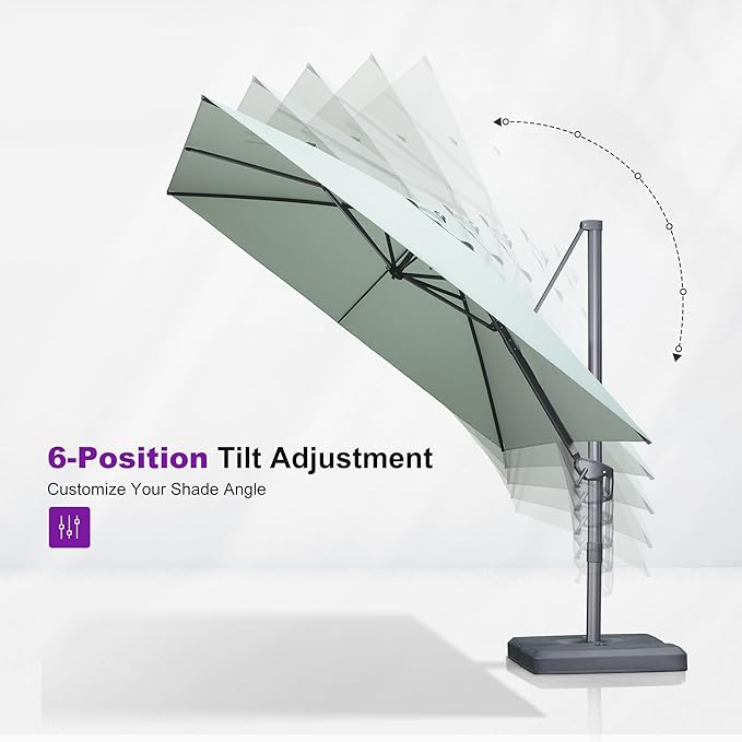 PURPLE LEAF 9 FT Cantilever Patio Umbrella Outdoor Aluminum Offset Square Umbrella with 3 Years Fade Resistance Recycled Fabric and 360-degree Rotation for Deck Pool Garden, Mint Green