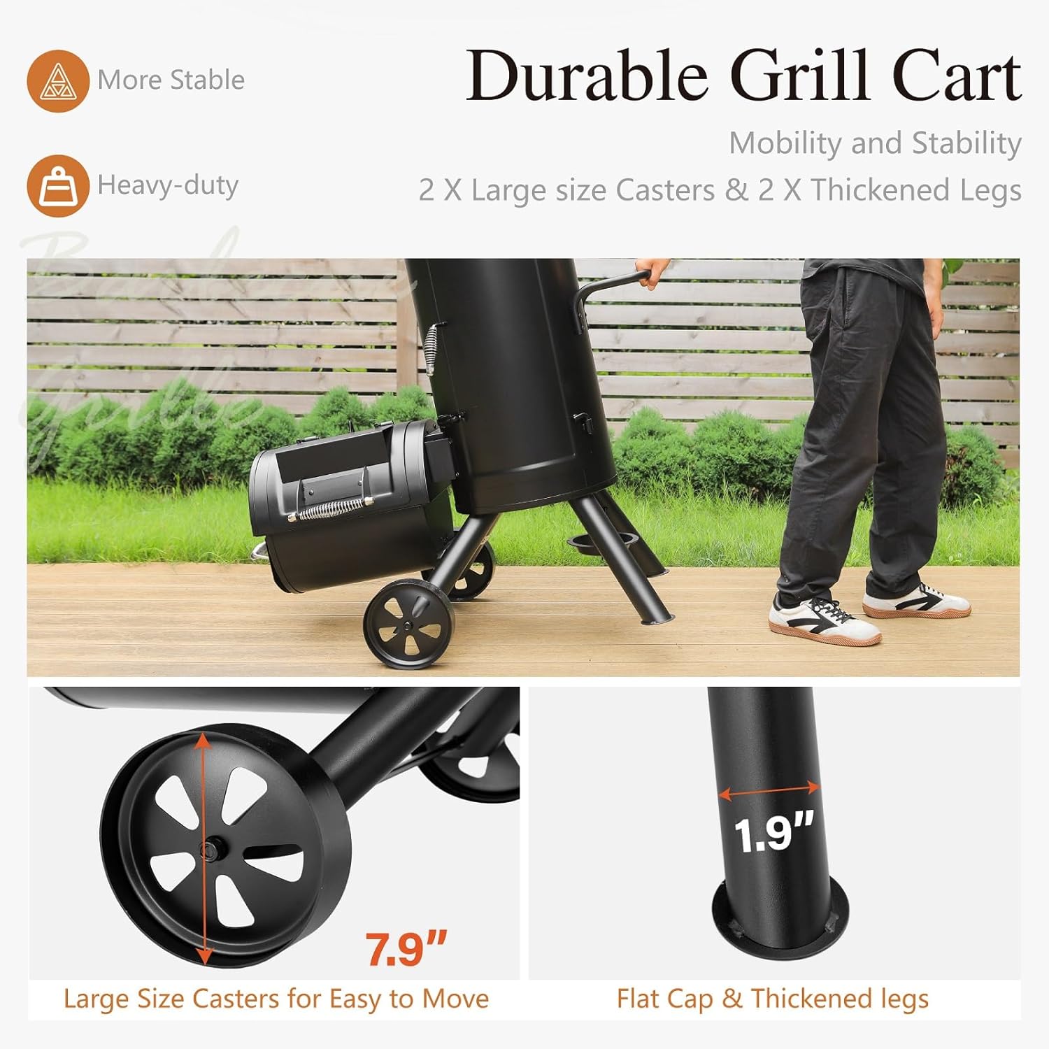 Sophia & William Heavy-Duty Vertical Offset Charcoal Smoker Extra Large Outdoor BBQ Gill with Offset Smoker, 961 SQ.IN. Cooking Area with Warming Tray,Push-out Ash Tray for Event Gathering, Black