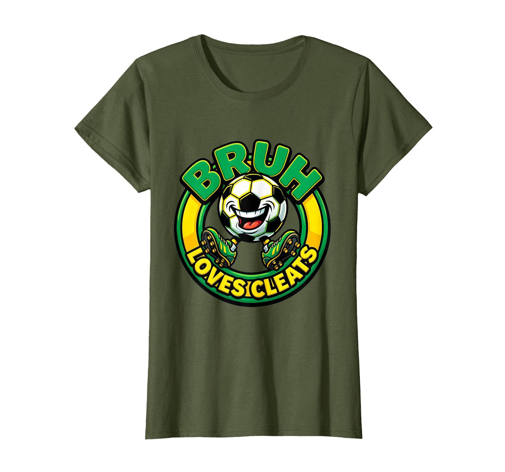 Bruh Loves Cleats Funny Soccer Ball T-Shirt - Unique Graphic Unisex