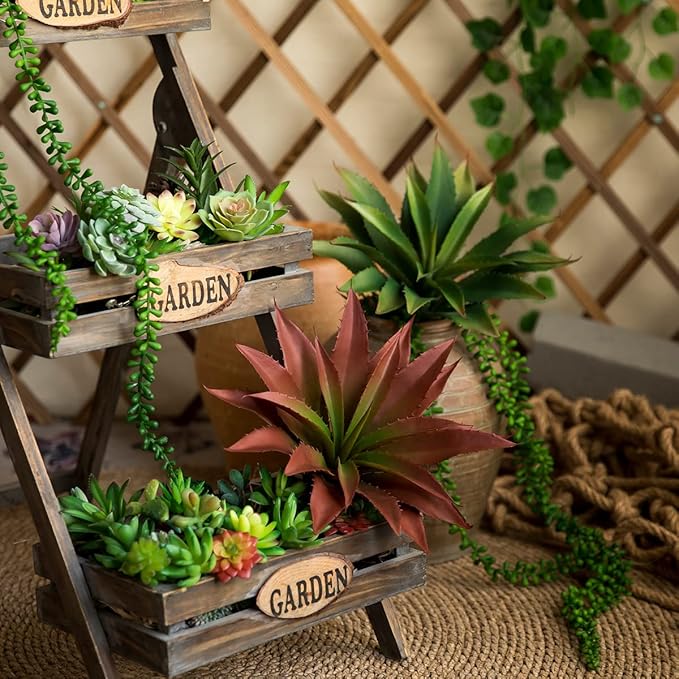 Veryhome Succulents Plants Artificial Aloe Plant, 12.5Inch Large Faux Succulents Unpotted, Premium Crafting DIY Greenery Decor for Indoor & Outdoor(4Pcs-Red)