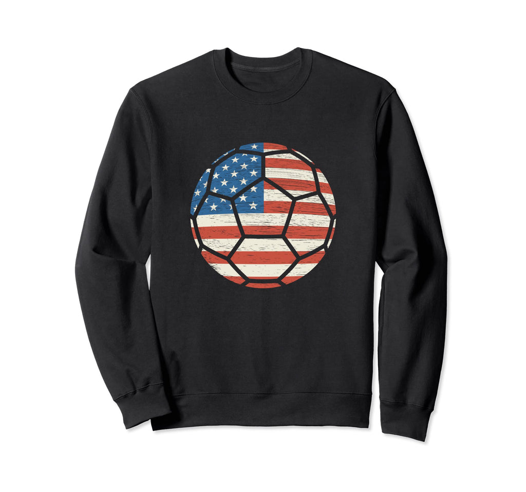 Soccer Ball Football American Flag Usa Sweatshirt - Trendy Graphic Unisex