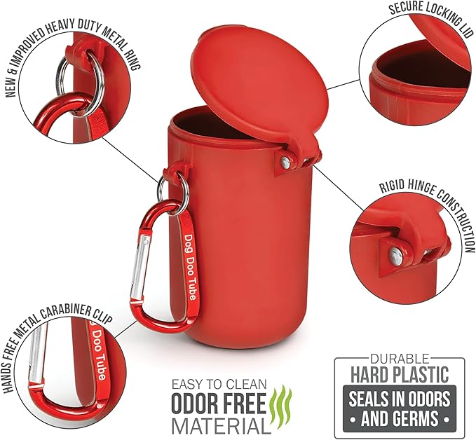 Dog Doo Tube Filled Dog Waste Bag Holders - Reusable Dog Poop Bag Tubes Designed to Keep in Odors and Germs