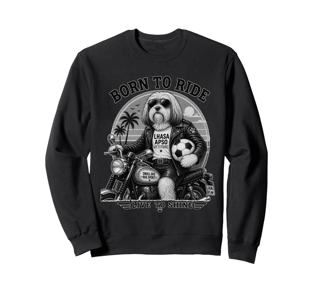 Lhasa Apso Motorbike Love Footbal Sweatshirt - Minimalist Print Unisex