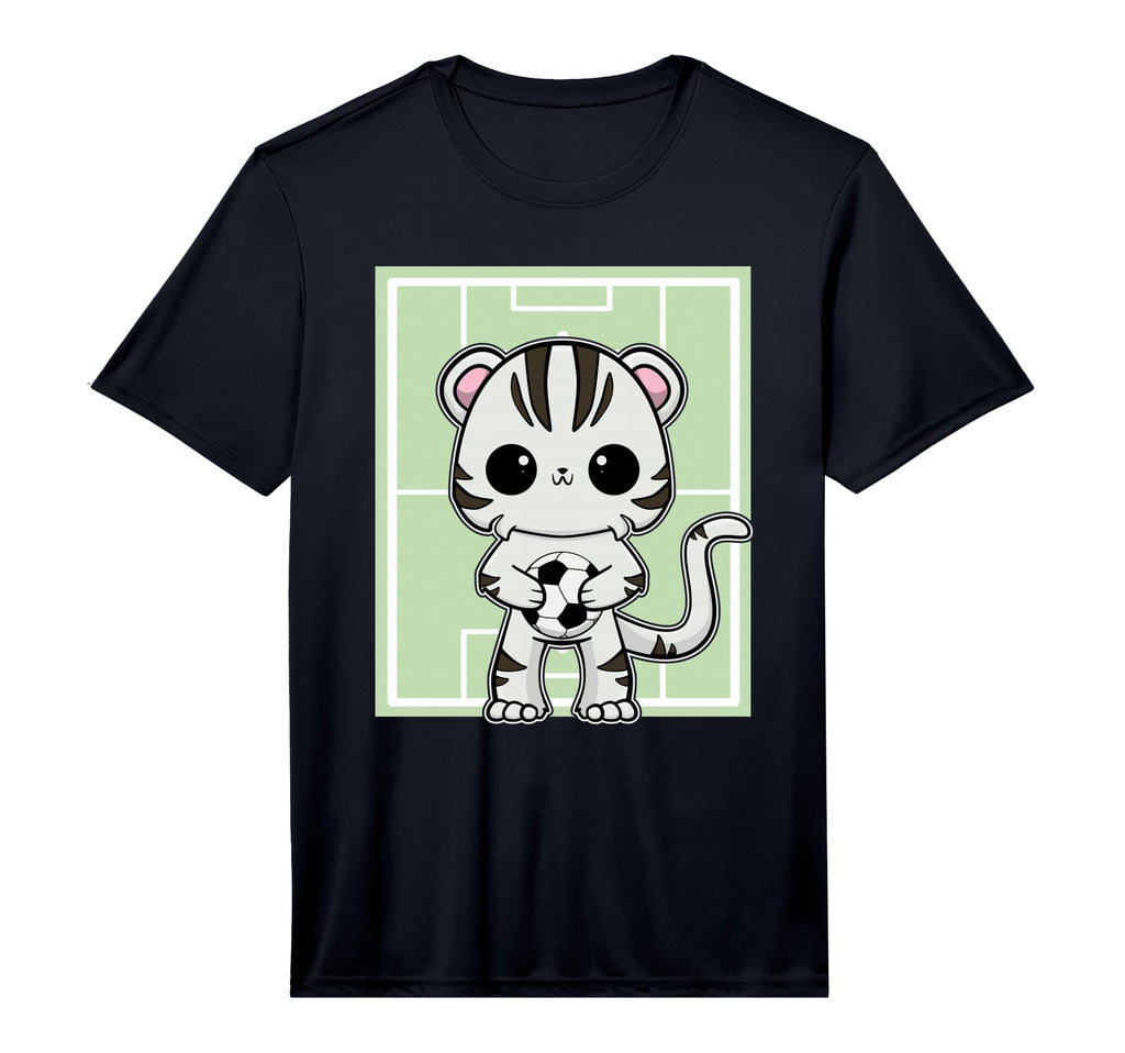 White Tiger Anime Cat Soccer Player T-Shirt - Minimalist Print Unisex