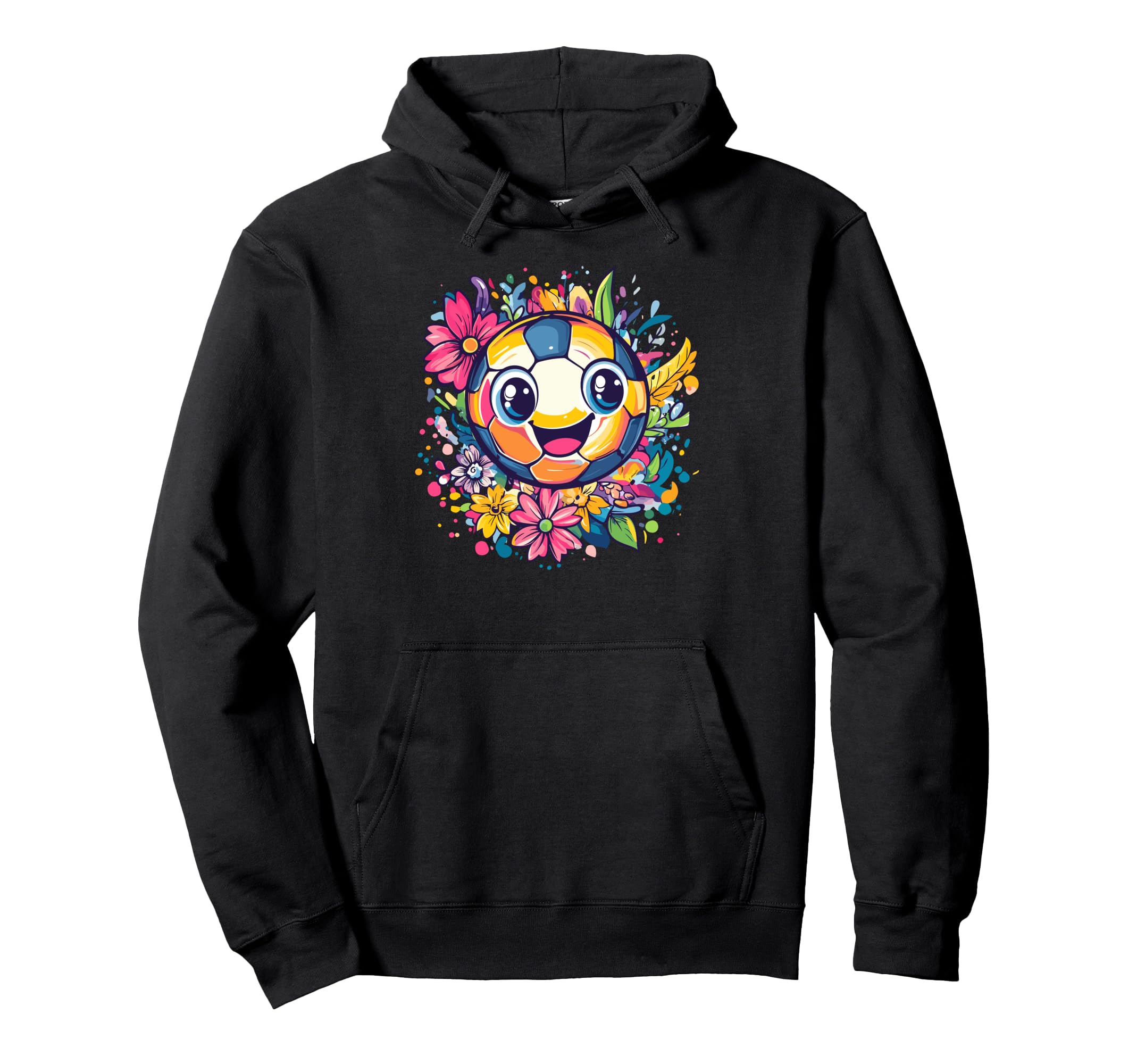Smiling Soccer Ball Surrounded Hoodie - Fun Novelty Design Men Women