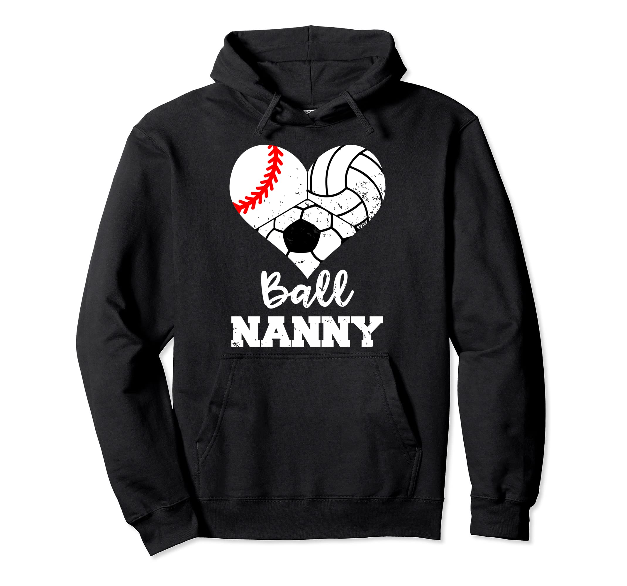 Ball Nanny Heart Funny Baseball Hoodie - Custom Art Print for Adults