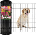 Black PVC Coated Welded Wire Fence 24 Inch x 50 Foot, 2 Inch x 4 Inch 14GA, Garden Border Fencing Roll Vinyl Coated Wire Mesh for Yard Vegetable Plant Protection Poultry Netting