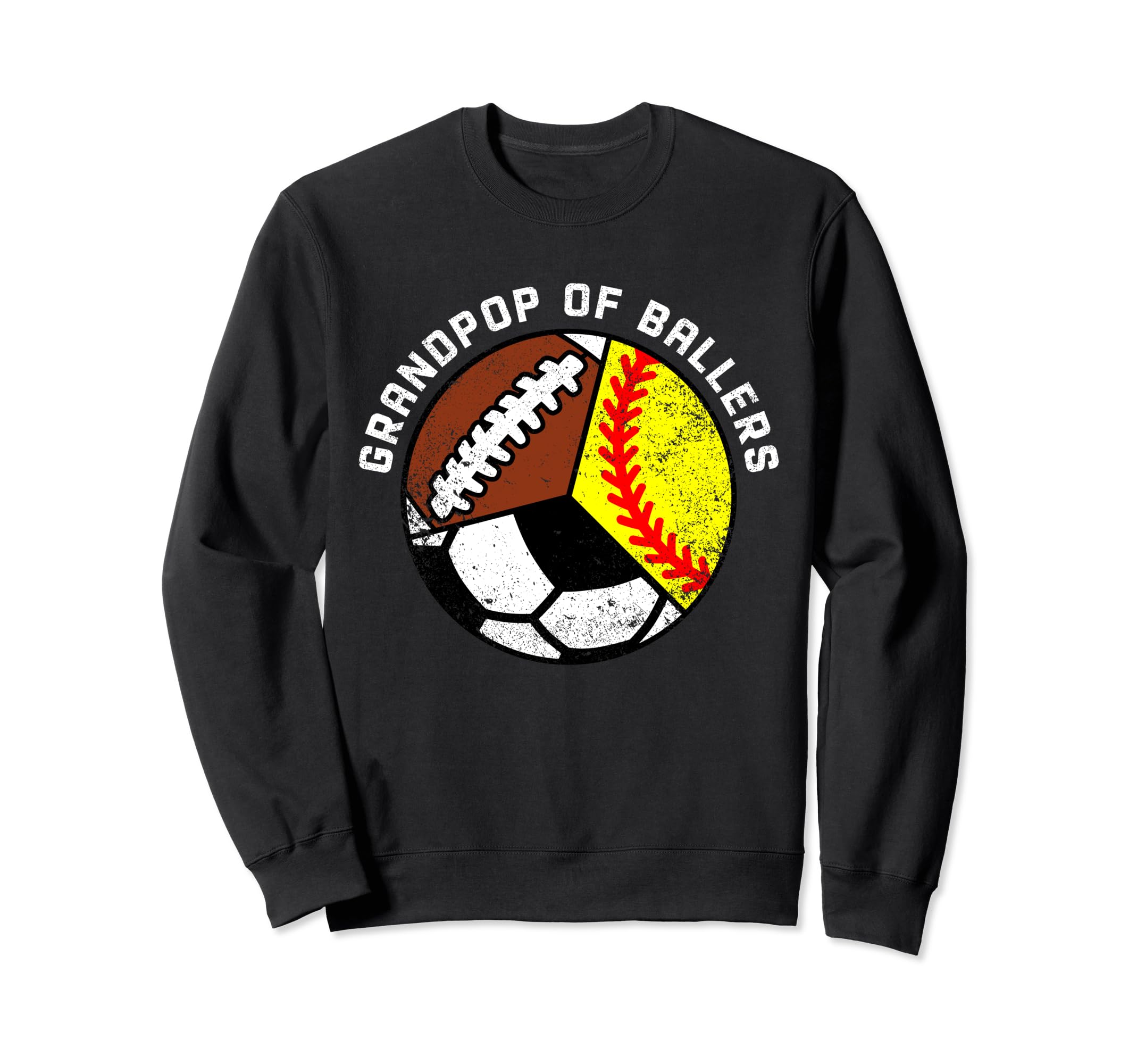 Grandpop Ballers Funny Softball Soccer Sweatshirt - Unique Graphic Unisex