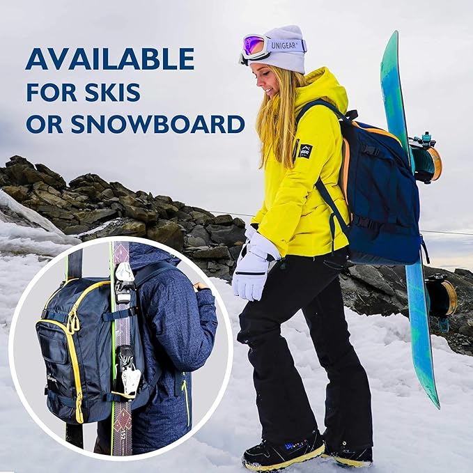 Unigear Ski Boot Bag, 70L Ski Boot Travel Backpack for Ski Helmet, Goggles, Gloves, Skis, Snowboard & Accessories（Blue）
