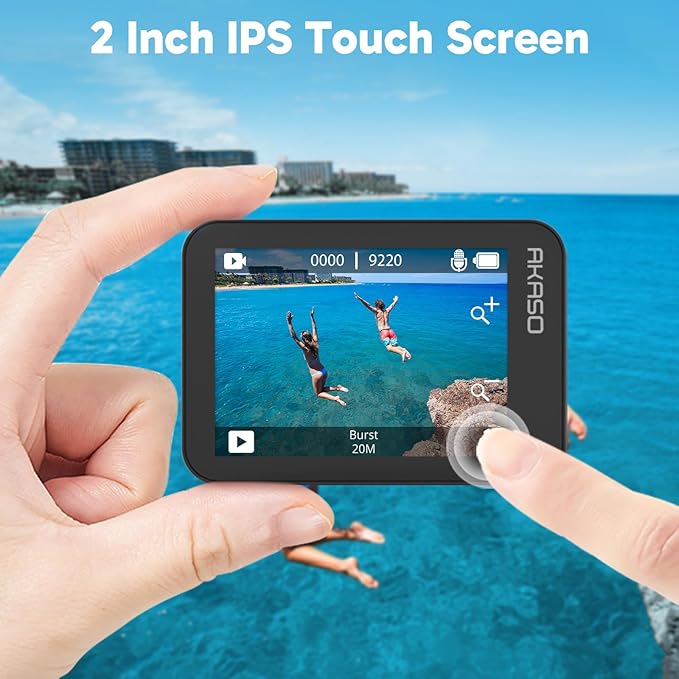 AKASO V50X Native 4K30fps WiFi Action Camera with EIS Touch Screen 4X Zoom 131 feet Waterproof Camera Support External Mic Remote Control with Helmet Accessories (with 64GB MicroSD Card)