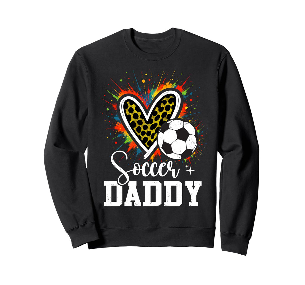 Soccer Daddy Leopard Heart Colorful Sweatshirt - Graphic Print Men Women