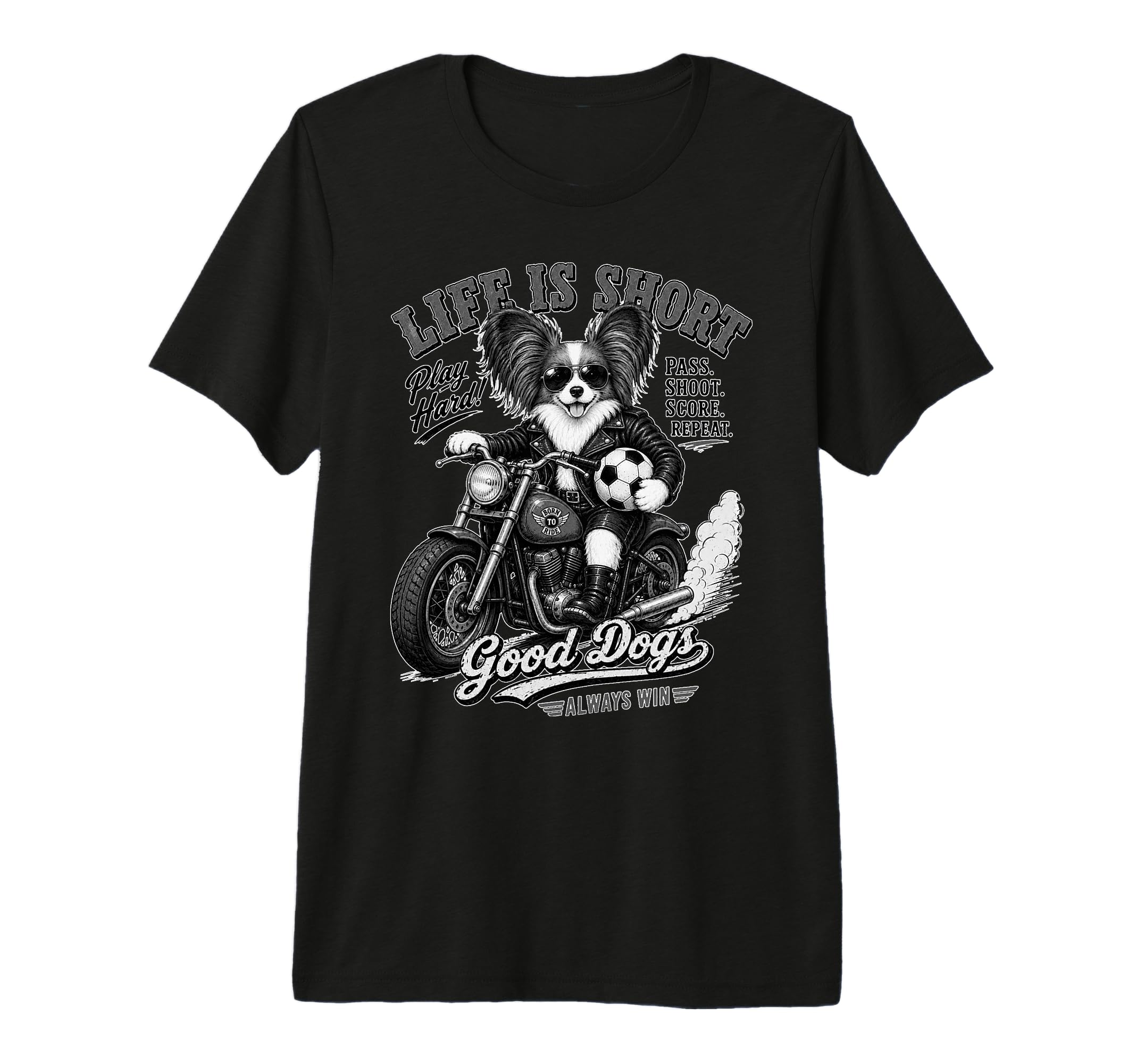 Papillon Motorbike Love Footbal T-Shirt - Aesthetic Graphic for Adults
