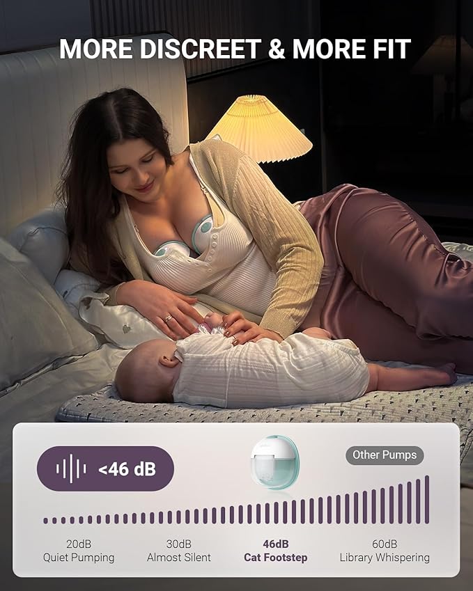 Heated Wearable Breast Pump, Industry-Leading Heating Tech, Innovative Magnetic Charging Cable, App Control, Anti-dust Cover, Hospital-Grade Suction, 1 Pack