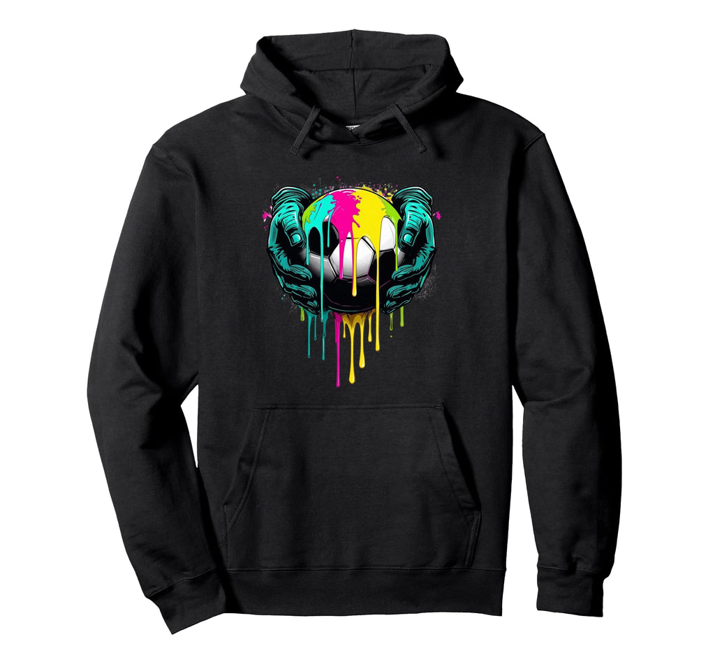 Paint Drip Soccer Player Ball Hoodie - Fun Novelty Design for Adults
