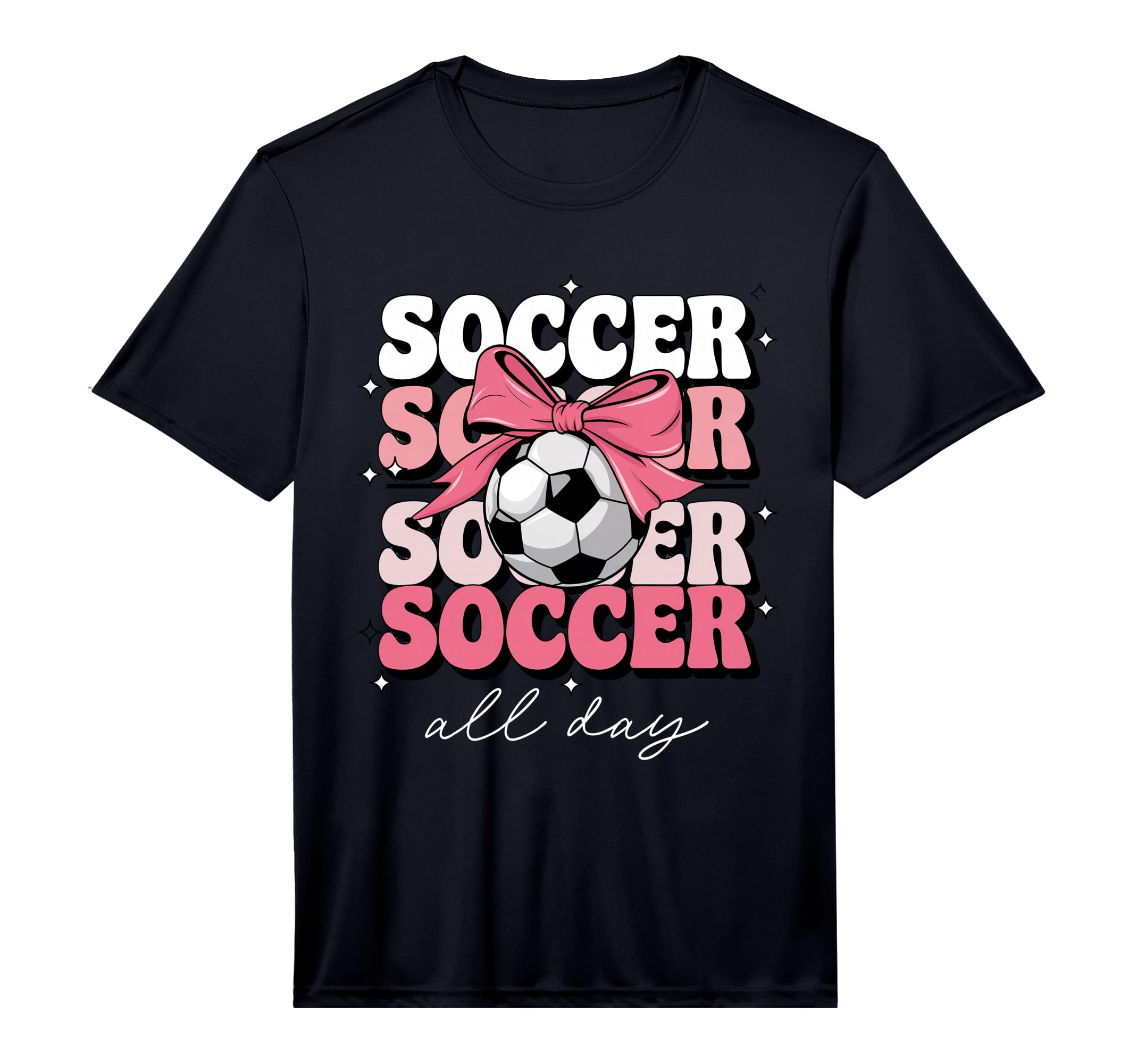 Groovy Soccer Coquette Bow Soccer T-Shirt - Casual Everyday Wear Unisex