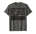 Soccer Goalie Goalkeeper Jesus Saves T-Shirt - Trendy Graphic Men Women