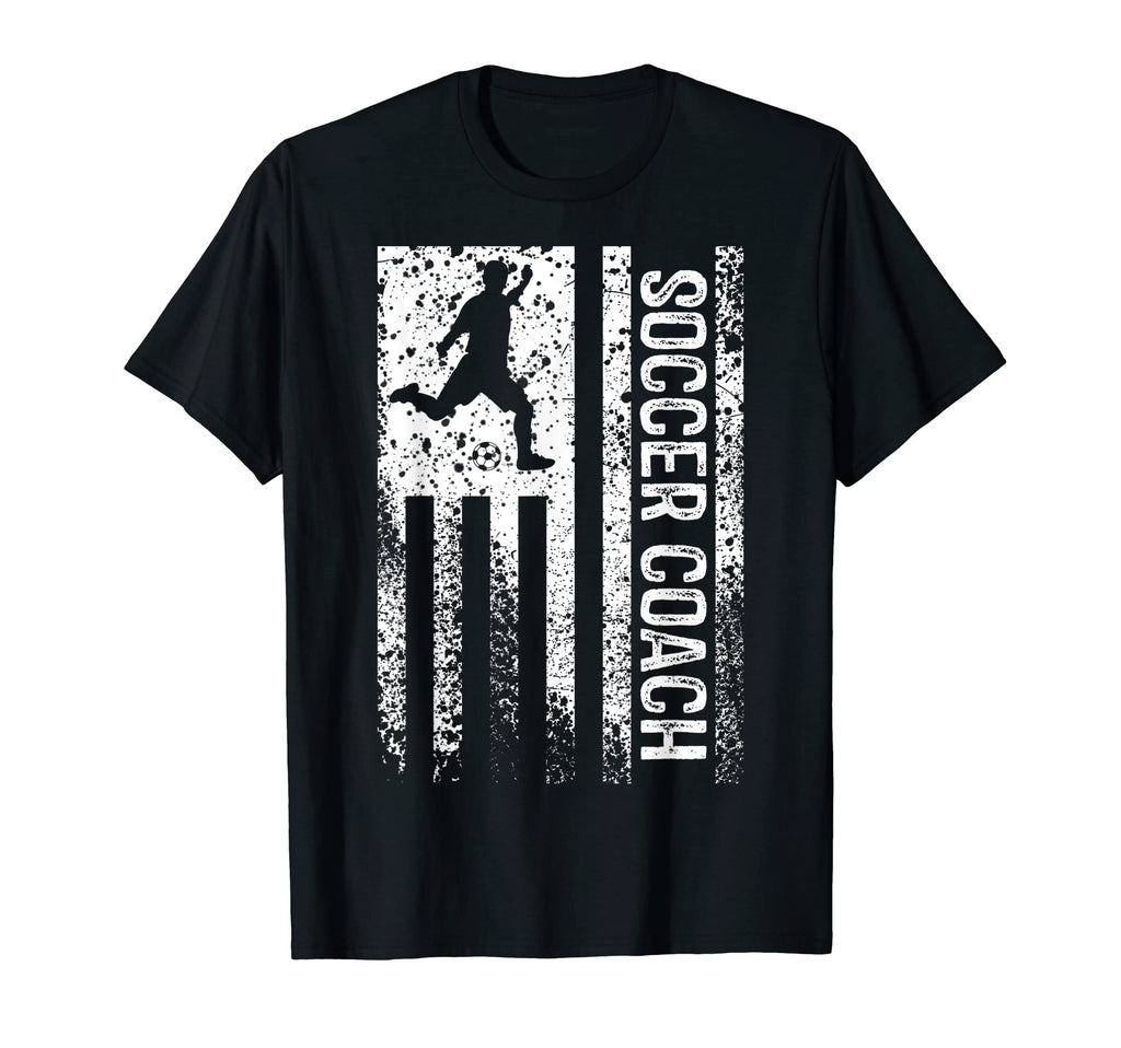 Soccer Coach Distressed American Flag T-Shirt - Graphic Print Men Women