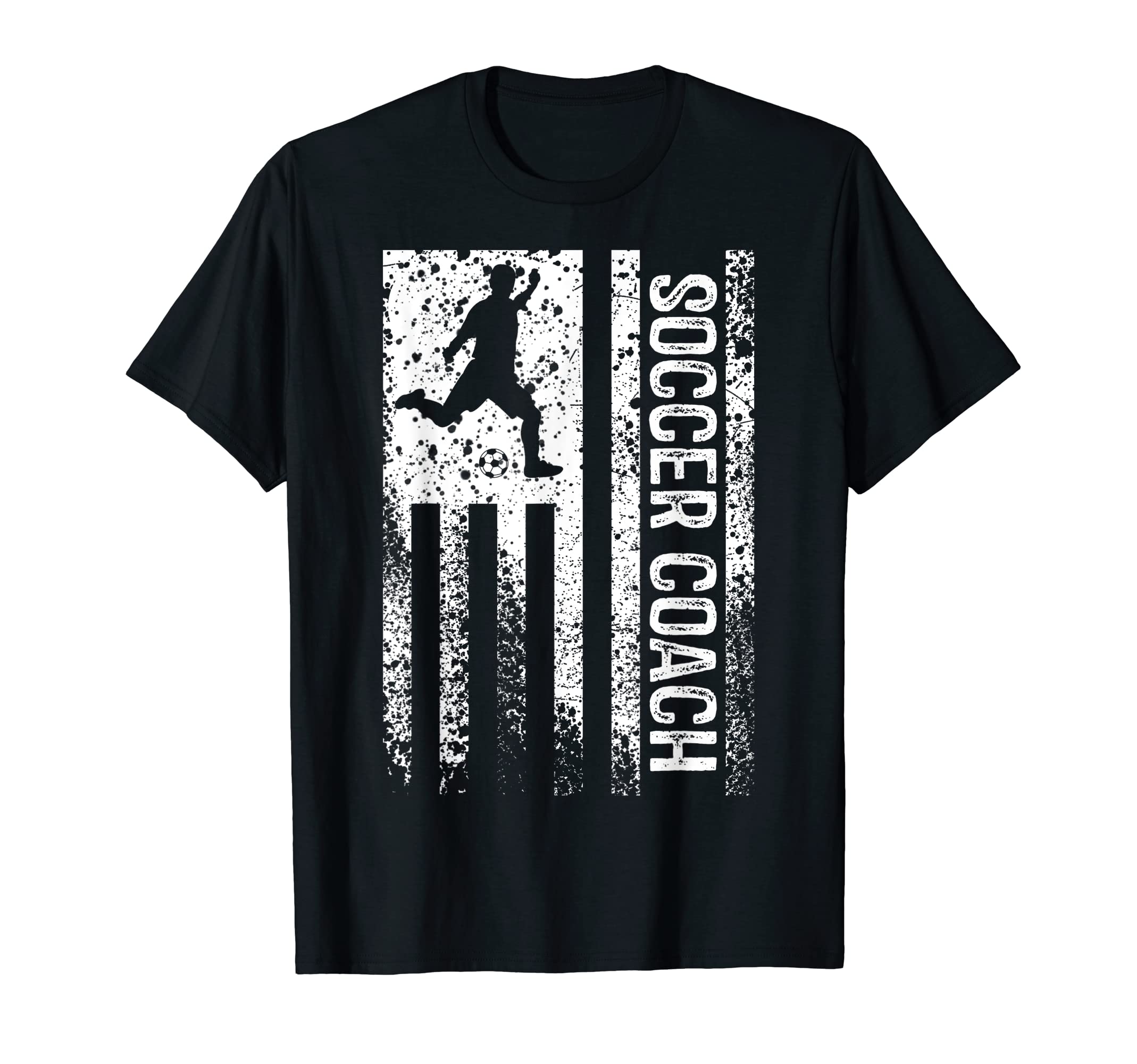 Soccer Coach Distressed American Flag T-Shirt - Graphic Print Men Women