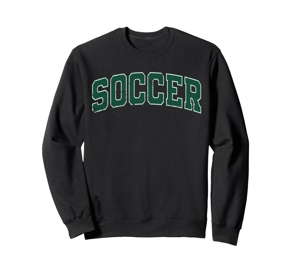 Soccer Varsity Green Text Sweatshirt - Graphic Print for Adults