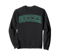 Soccer Varsity Green Text Sweatshirt - Graphic Print for Adults