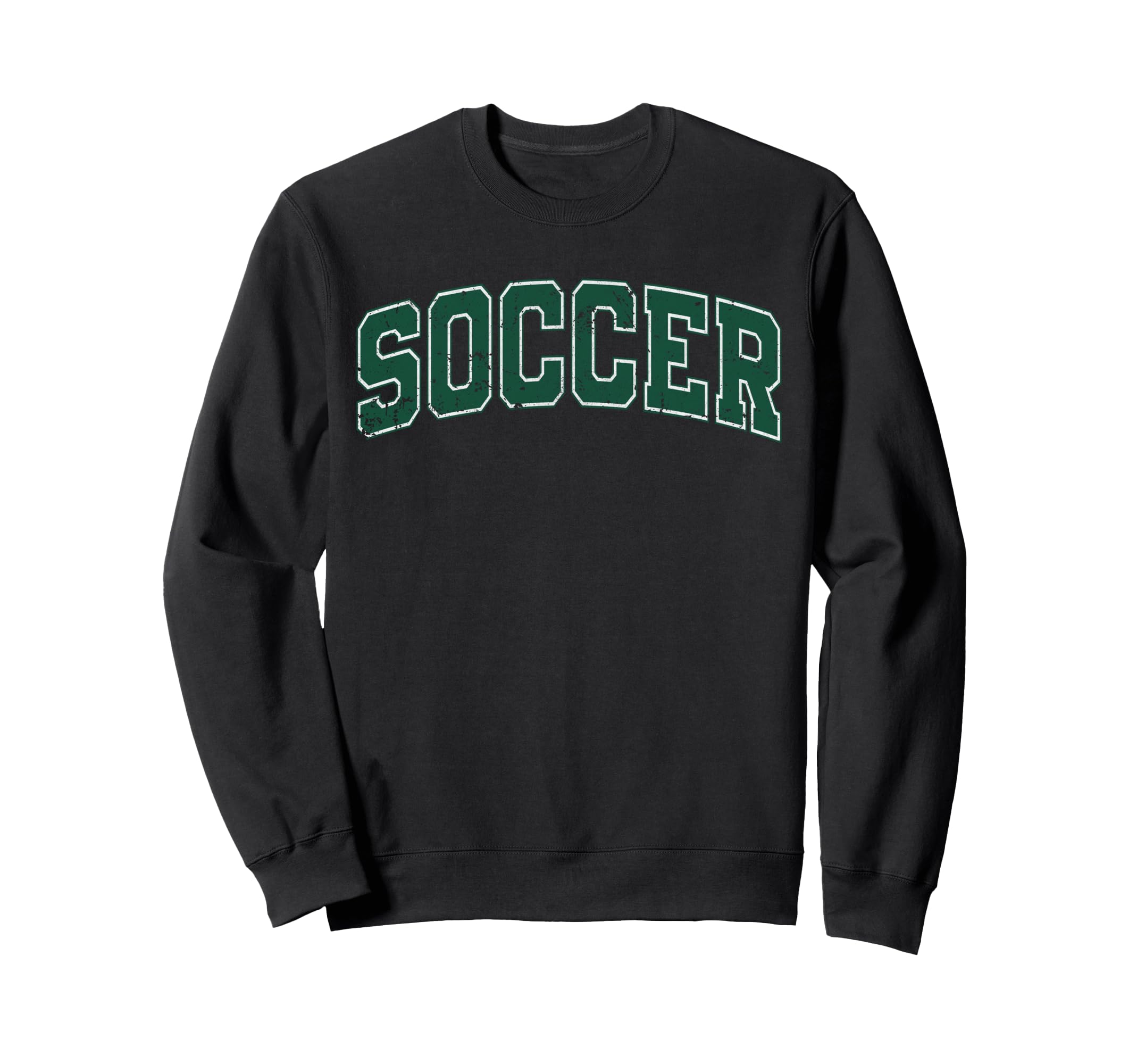 Soccer Varsity Green Text Sweatshirt - Graphic Print for Adults
