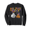 Will Trade Candy Soccer Funny Ghost Sweatshirt - Trendy Graphic for Adults