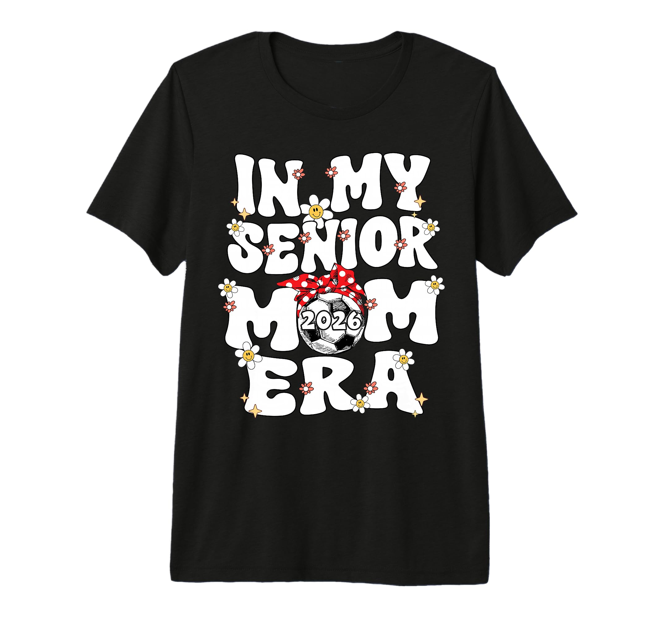 My Senior Mom Era Groovy Soccer Senior T-Shirt - Graphic Print for Adults