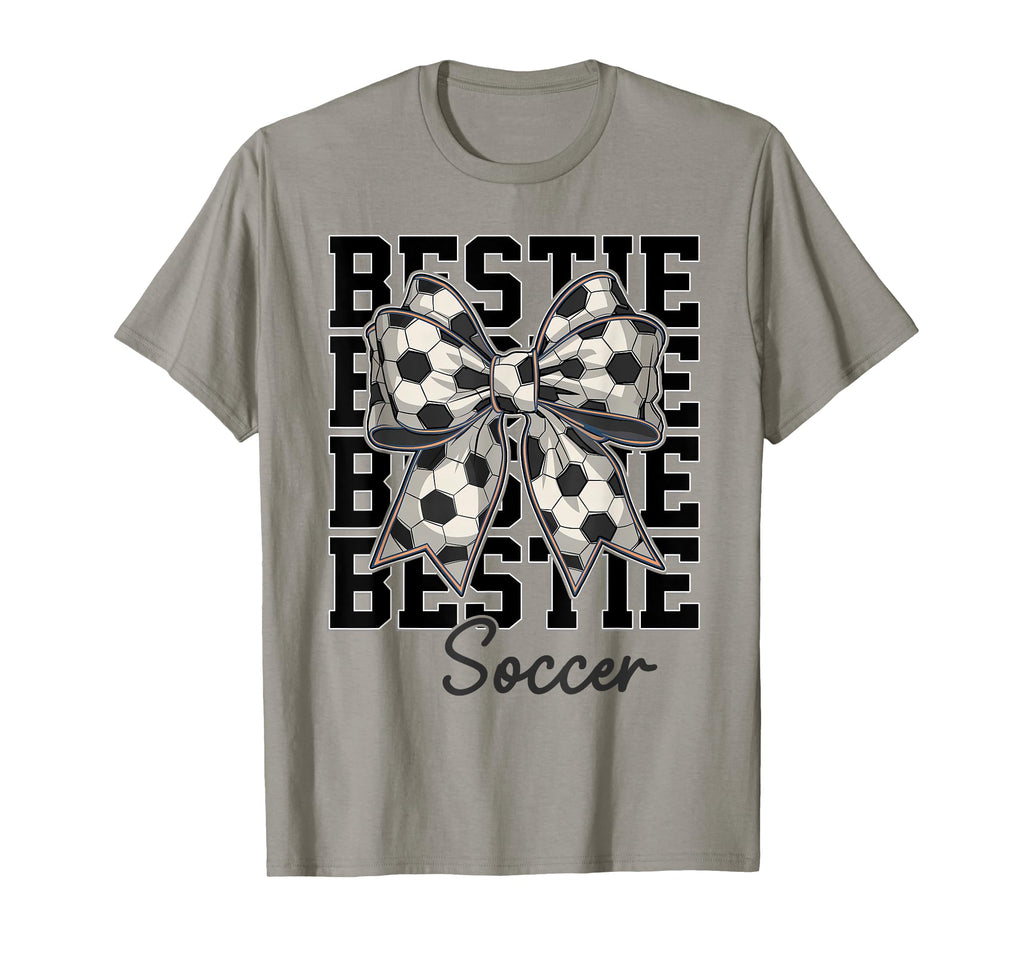 Soccer Bestie Coquette Bow Biggest Fan T-Shirt - Trendy Graphic for Adults